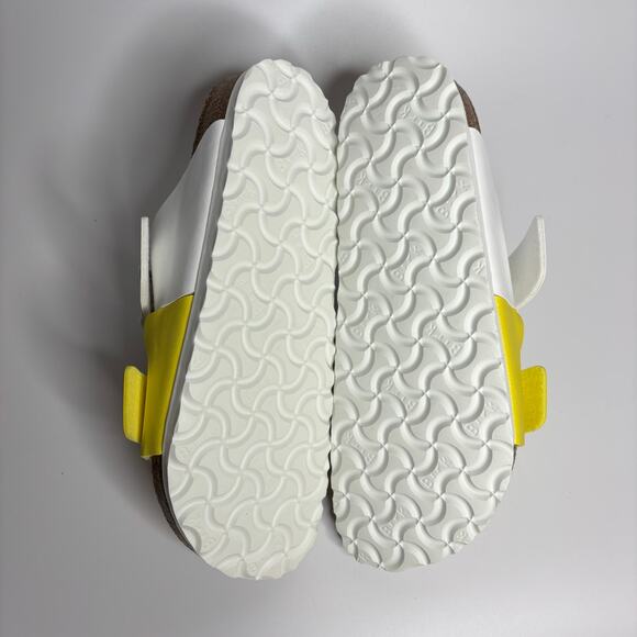 Birkenstock Arizona Split Two Strap Sandals in White/Lime Sour (Narrow) - Picture 8 of 9